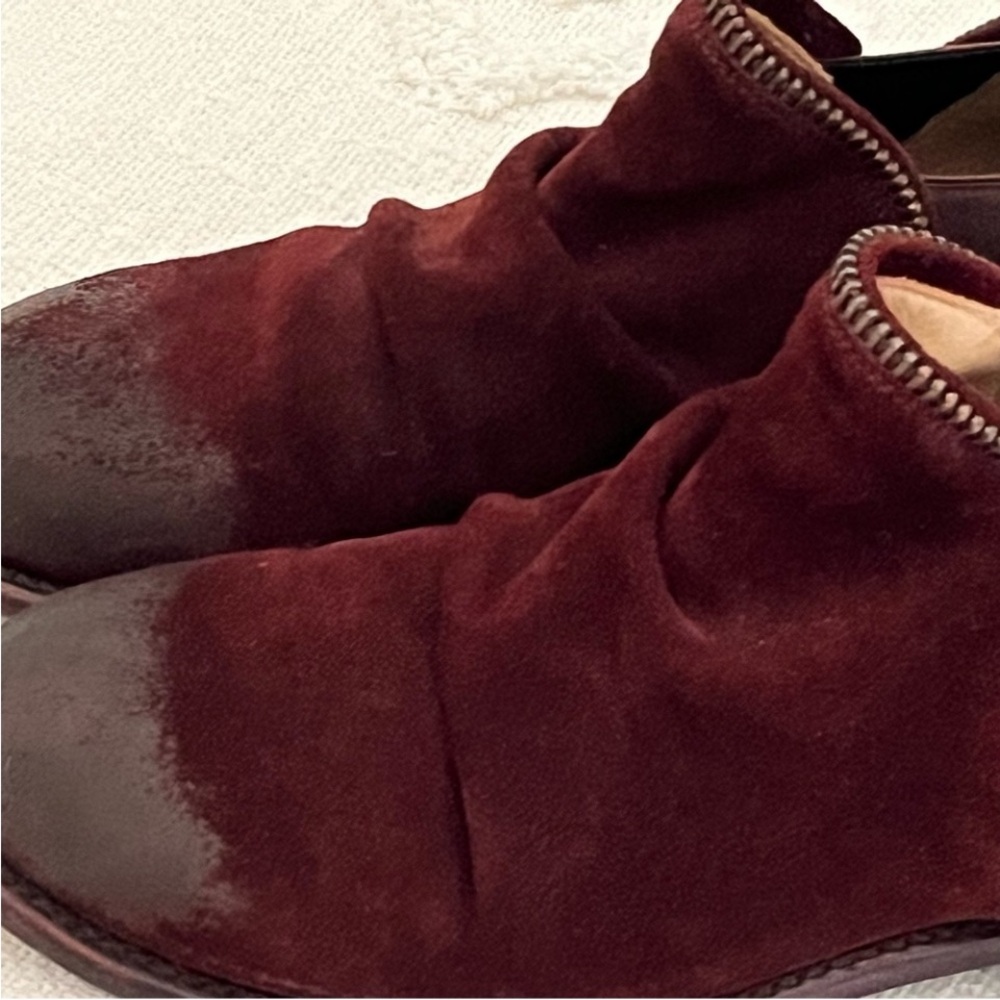 Fluevog Burgundy Suede Ankle Boots